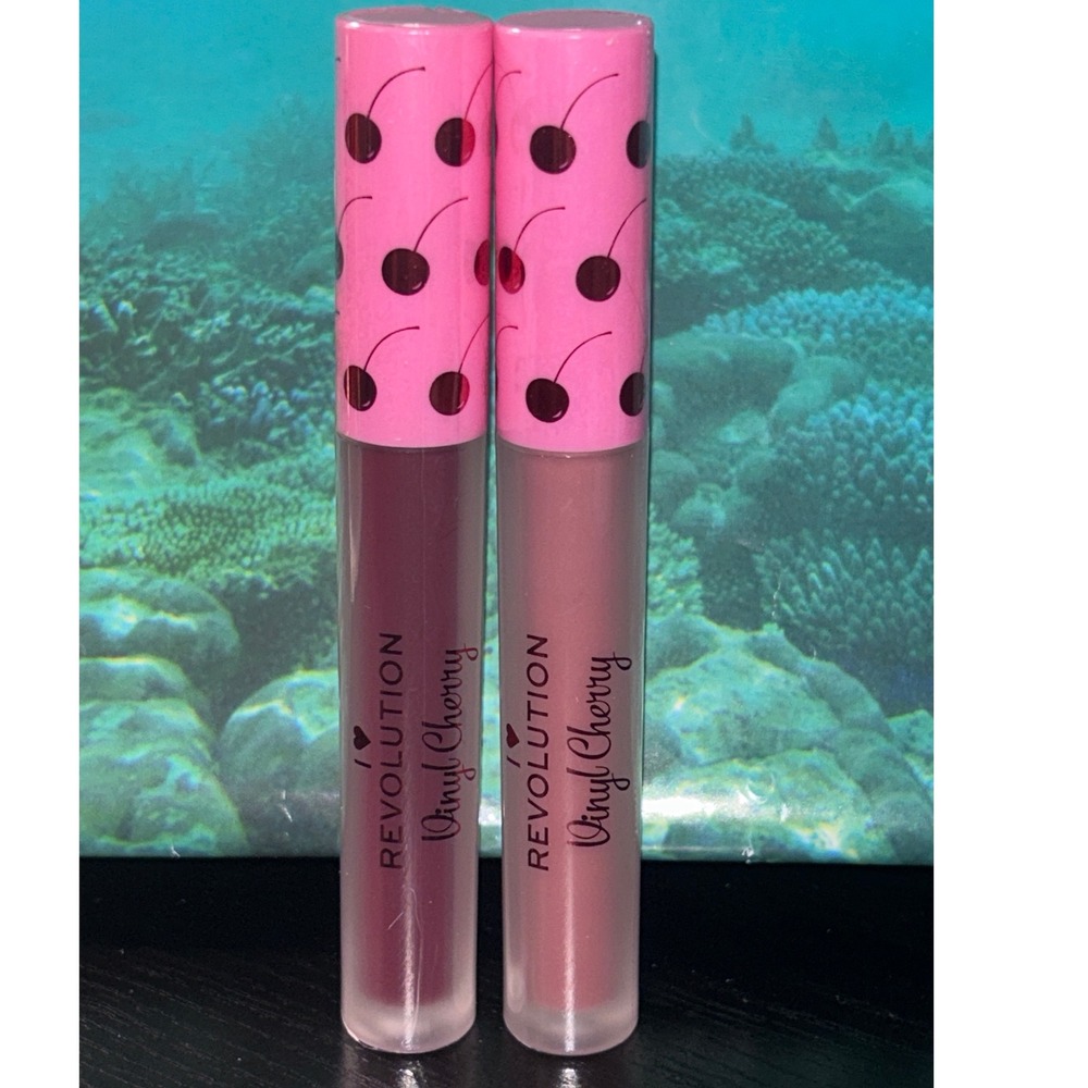 Revolution Vinyl Cherry Lip Gloss Black‎ Forest Cherry Bakewell Duo Set